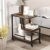 3-layer brown edge table with wheels 09421955