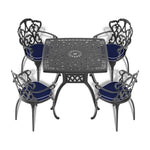 ZUN L32.28/35.43*W32.28/35.43-inch Cast Aluminum Patio Dining Table with Black Frame and Umbrella Hole W1710P166018