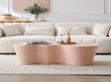 50 Inch Unique Shape Coffee Table Sturdy Fiberglass Tea Table for Living Room No Need Assembly PINK W876P452392
