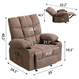 ZUN Vanbow.Recliner Chair Massage Heating sofa with USB and side pocket 2 Cup Holders W1807105153