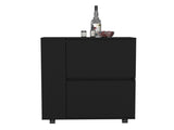 DEPOT E-SHOP Tully Bar Cart Two Pull-Down Door Cabinets and Two Open Shelves,Black B097P167410