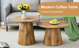 ZUN Natural Wood Grain MDF Round Coffee Table - 25.6" Diameter, 15.7" Height.Natural Wood Grain Texture W2920P232765