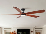 60" Vintage Mahogany Solid Wood Ceiling Fan with Light and Remote Control, Noiseless, Dimmable, W1367P447571