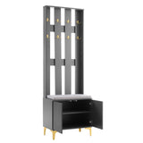ON-TREND Modern Luxury 4-in-1 Hall Tree with Cushion, Versatile Coat Rack with 8 Gold Hooks and N721P192814E