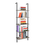 5-Shelf Wood Ladder Bookcase with Metal Frame, Industrial 5-Tier Modern Ladder Shelf Wood 77969360