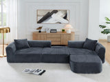 114" Cloud Sectional Couch with L-Shape Chaise, Modular Sofa with Movable Ottoman, Upholstered W1117P371652