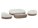 Willow 71" Upholstered Woven Patio Deep Seating Sofa, Golden Brown Wicker Frame, Wheat Beige B2719P305700