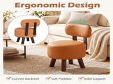 2-Piece Orange Small Footstools, Faux Leather Upholstery & Solid Rubber Wood Legs, 330LBS Load 65699457