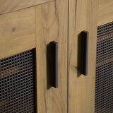 Golden Oak and Black Mesh Door Accent Cabinet B062P145428