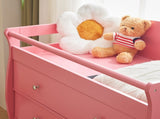 Pink painted MDF wood, three-drawer children's bed, 90.5*58*92cm, with safety belt and changing 87456893