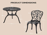 3 PCS Outdoor Bistro Set, All-Weather Cast Aluminum Butterfly Bistro Table and Chairs Set of 2, 37225764
