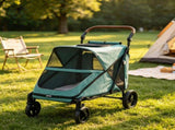 66 LBS Capacity Teal Pet Stroller for Large Dogs, All-Terrain Spring Suspension, 8-Position 98485248