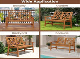 Solid Hardwood 2-Person Garden Bench, 660 LBS Capacity Ergonomic Patio Loveseat 29247752
