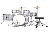 14"x10" 5-Pieces Junior Kids Drum Set Kit Pedal Drum Stick Wrench Drum Stool Silver 96527126