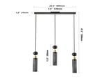 Modern Black and Gold 3-Light Pendant Chandelier, Adjustable Hanging Lights with Cylindrical Mesh W1340P233174