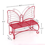 ZUN Butterfly Cast Metal Garden Bench, Outdoor Bench Patio Seat, Park Bench Outdoor Seating for Garden, W2167P215369