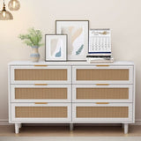 51.18"6-Drawers Rattan Storage Cabinet Rattan Drawer,for Bedroom,Living Room,White 24456467