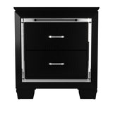 Glamourous Black Finish 1pc Nightstand 2x Dovetail Drawers Faux Alligator Embossed Fronts Bedroom B01151365