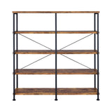 Antique Nutmeg and Black Double-Wide Bookcase B062P153778