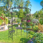 ZUN Metal Garden Arch Iron Garden Arbors Gazebo Dia81.3'' x 114.2'' High Birdcage Shape Pergola Pavilion W158681123