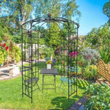 ZUN Metal Garden Arch Iron Garden Arbors Gazebo Dia81.3'' x 114.2'' High Birdcage Shape Pergola Pavilion W158681123