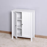 Bathroom Floor Storage Cabinet with Double Door Adjustable Shelf, White W40914886