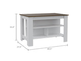 Rockaway 3-Shelf Kitchen Island White and Walnut B06280055