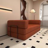 Convertible Sleeper Sofa Bed with Cylindrical Pillow, Corduroy Folding Mattress Couch with W1960P281949