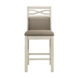 Counter Height Chairs Set of 2, Gray Finish Casual Country Style Fabric Upholstered Seat and Back B011P217880