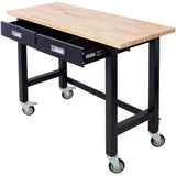 ZUN 48in Work Bench, Workbench with Drawer Storage, Heavy Duty Bamboo Wood Work Table with Wheels for 11475772