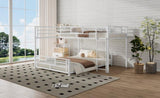 L-shaped Metal Twin over Full Size Bunk Bed, White N709P196510K