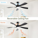 ZUN 52 Inch Low Profile Ceiling Fan with Lights Remote Control,Quiet DC Motor for Patio Living Room W934P147091