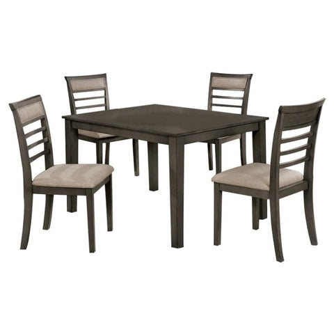 ZUN 5 Pc Dining Table Set Weathered Gray Dining Chairs & Table Solid wood Beige Padded Fabric Cushions B011115506