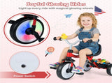 Toddler Tricycle with Rainbow LED Wheels, Foldable 3-in-1 Balance Bike with Carbon Steel Frame, 84993791