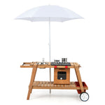 ZUN Play House Toy,Wooden Play Cart,Game Car with Sun Proof Umbrella 00867903