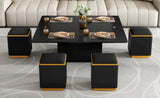 U-Can Lift-Top Coffee Table 4 Storage Stools, Modern Space Saving Center Table N724P292506B