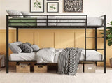 Black Metal Bunk Bed with Guardrail, 12" Ground Clearance 79.5LBS Net Weight Easy Assembly 29986800