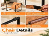 28 Inch Extra Wide Sling Accent Chair, Fully Disassembled, Rubber Wood Armrest, Metal Iron Frame, 12623125