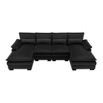 ZUN [New]110*55" Modern U-shaped Sectional Sofa with Waist Pillows,6-seat Upholstered 23516326