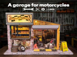 3d wooden puzzle for adults Moto Repair Garage book nook with lights model kit dollhouse DIY 49292481