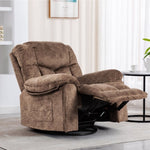 ZUN Swivel and Rocking Recliner Chair with Massage and Heating Bonded Leather Sofa W1403P172917