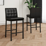 ZUN Modern design High stool Metal legs Kitchen Restaurant Black pu bar chair, black spray painted chair W210P192594