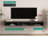 Floating TV Stand,Wall Mounted TV Shelf with Led Lights & Power Outlet,Fluted TV Cabinet for tv W1321P462645