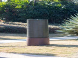 44" Tall Large Modern Cylinder Ribbed Tower Water Fountain With Rustic Base, Contemporary Antique W2078125153
