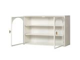 27.56"Glass Doors Modern Two-door Wall Cabinet with Featuring Three-tier Storage for Entryway Living W757119330