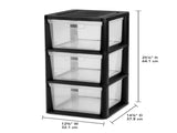 3 Drawer Tower, Plastic Storage Organizer with Removable Clear Bins, Easy to Assemble - No Tools 19101383