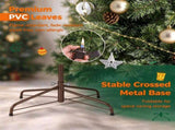 6FT Pre-Lit Artificial Christmas with Ornaments, 215 Warm White LED Lights, PVC Hinged Xmas 94474203