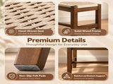 40 Inch Dining Bench, Solid Rubber Wood Frame with Hand-Woven Paper Rope 93350034
