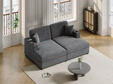 86.5" Oversized Loveseat Chaise Lounge Sectional Sofa Bed Corduroy Sleeper Sofa with USB Ports , N719P232602R