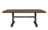 ZUN 1pc Light Brown Finish Curved Metal Accents Trestle Base Rectangular Dining Table Wood Wooden Metal B011P206741